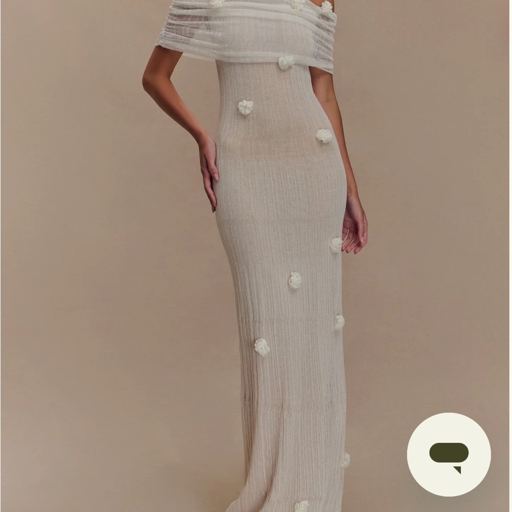 Meshki Cream Off-Shoulder Maxi Dress - Brynn dress NWT